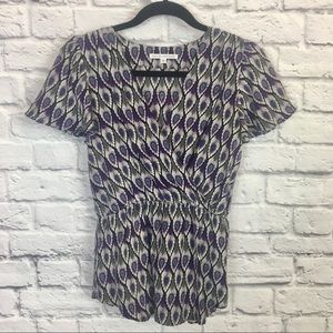 LAST CALL!! NWOT Amanda Uprichard Silk Surplice Peacock Blouse